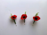 Buttonhole - Faux Red Poppy / Artificial ANZAC Buttonhole / Anzac Day Silk Boutonniere Australia | ARTISTIC GREENERY