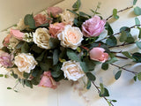 For Hire - Rustic Style Wedding Table Centrepiece 70cm (Code: HI0025) Rustic Rose Arrangement | ARTISTIC GREENERY