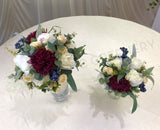 Round Bouquet - Maroon Blue & White - Alexia VM