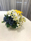 FA1080-2 - Yellow, White & Blue Round Arrangement 25cm Tall