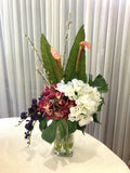 FA1080-5 - White & Purple Tall Floral Arrangement 76cm Tall
