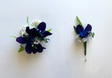 Corsage & Buttonhole - Blue Galaxy Orchid with Diamantes - CB0029 - $56/set | ARTISTIC GREENERY