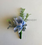 Corsage & Buttonhole - Blue Blushing Bride with Silver Fillers - CB0033 - $56/set