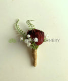 Corsage & Buttonhole - Burgundy Roses with Berries & Ferns - CB0034 (Kelsi) - $53/set | ARTISTIC GREENERY