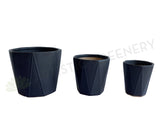 CER0015BLA "V" Pattern Ceramic Pots - Black - 3 Sizes | ARTISTIC GREENERY