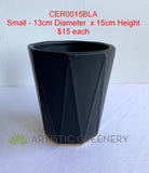 CER0015BLA "V" Pattern Ceramic Pots - Black - 3 Sizes | ARTISTIC GREENERY