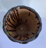 Paint Dipped Style Round - Mint & Brown (Ceramic) - Code: CER0017 | ARTISTIC GREENERY
