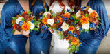 Teardrop Bouquet - Orange / Blue / Brown / Cream - Carmen H (incl Flower Girl Ring / Hoop, Floral Cake Topper etc.) | ARTISTIC GREENERY - Perth's leading silk flowers for weddings WA