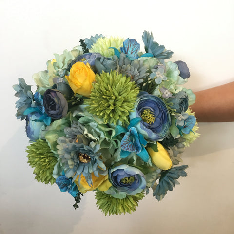 Round Bouquet - Blue Lime Yellow - Claire