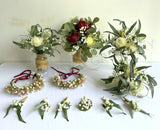 Synthetic Native Flower Bouquets - White and Burgundy - Courtney F | ARTISTIC GREENERY Wedding Flowers