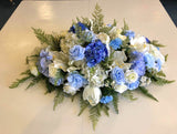 Memorial Silk Flowers - Blue & White - Oval / Round / Heart Shape - SYM0033
