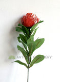 F0067 Silk Protea Pincushion Single Stem 80cm Red | ARTISTIC GREENERY