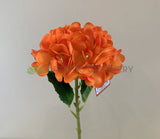 F0148 Hydrangea Single Stem 46cm Orange / Blue