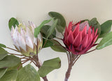 F0160 Artificial Giant King Protea Single Stem 80cmcm White / Dark Pink | ARTISTIC GREENERY