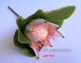 F0160S Faux King Protea Single Stem 53cm White / Light Pink | ARTISTIC GREENERY