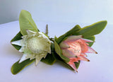 F0160S Faux King Protea Single Stem 53cm White / Light Pink | ARTISTIC GREENERY