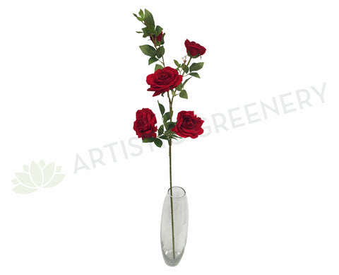 F0170 Deluxe Velvet Rose Spray 110cm Red