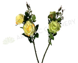 F0243 Double Rose Spray 67cm Light Yellow / Light Green SALE