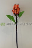 F0302 Artificial Protea Native Flowers Orange Protea Stem 65cm | ARTISTIC GREENERY