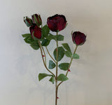 F0306 Faux Burgundy Cabbage Rose Spray 48cm High Quality Fake Rose | ARTISTIC GREENERY