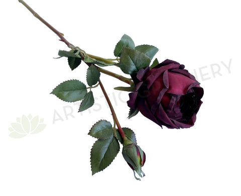 F0306N Silk Cabbage Rose Spray 60cm Burgundy | ARTISTIC GREENERY