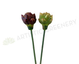 F0313 Artichoke Single Stem 44cm Green / Purple | ARTISTIC GREENERY