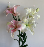 F0329 Tiger Lily Spray ( Latex ) 86cm Light Pink / White