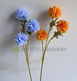 F0337 Silk Chrysanthemum 65cm Orange Light Blue | ARTISTIC GREENERY