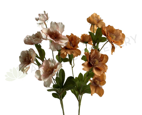 F0343 Silk Anemone Spray 81cm Pink / Light Brown | ARTISTIC GREENERY