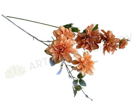 F0345 Silk Dahlia Spray 73cm Light Orange / Dark Orange| ARTISTIC GREENERY