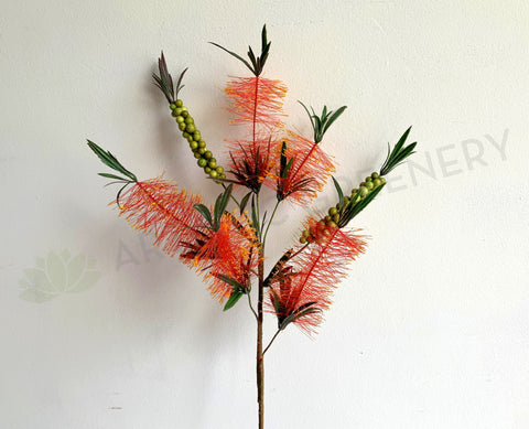 F0353 Artificial Bottle Brush / Callistemon 79cm Red | ARTISTIC GREENERY