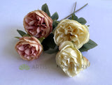 F0378 Silk Rustic David Austin Rose Spray 56cm Cream / Pink | ARTISTIC GREENERY