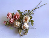 F0380 Artificial Rustic Style Rose Spray 65cm Cream / Pink | ARTISTIC GREENERY
