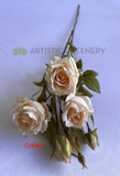 CREAM - F0380 Artificial Rustic Style Rose Spray 65cm Cream / Pink | ARTISTIC GREENERY