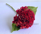 F0395 Real Touch Faux Hydrangea Stem 50cm Red | ARTISTIC GREENERY PERTH