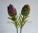 F0410 Artichoke Single Stem 55cm Green / Purple