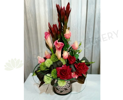 FA1065 - Rose & Native Arrangement (65cm Height) - Vanessa