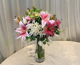 FA1091 - Pink & White Floral Arrangement 55cm Tall