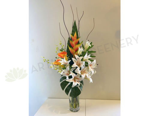 FA1100 - Faux Tropical Lily Floral Arrangement 120cm Tall (Gina) | ARTISTIC GREENERY