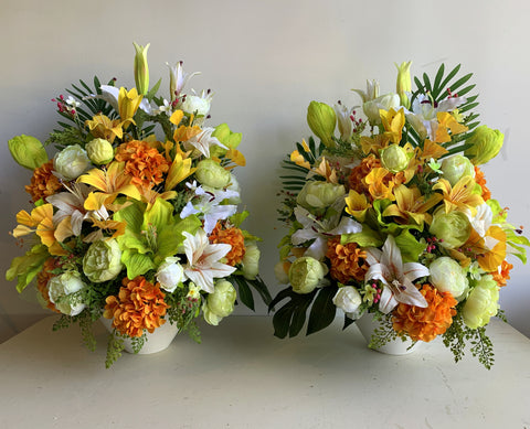 FA1110 - Lilies & Hydrangea Flower Arrangement 80cm tall (Saint Hilda's Anglican Church)
