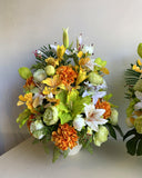 LEFT - FA1110 - Lilies & Hydrangea Flower Arrangement 80cm tall (Saint Hilda's Anglican Church)