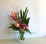 FA1112A - Orchid & King Protea Floral Arrangement (85cm Height) REF: Michelle | ARTISTIC GREENERY