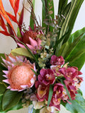 FA1112A - Orchid & King Protea Floral Arrangement (85cm Height) REF: Michelle | ARTISTIC GREENERY