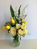 FA1112B - Tulip & Rose Floral Arrangement (75cm Height) REF: Michelle | ARTISTIC GREENERY