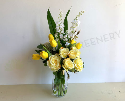 FA1112B - Tulip & Rose Floral Arrangement (75cm Height) REF: Michelle | ARTISTIC GREENERY