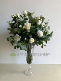 FA1113 - Faux White Roses Floral Arrangement (90cm Height) REF: Carmel A | ARTISTIC GREENERY