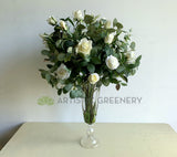 FA1113 - Faux White Roses Floral Arrangement (90cm Height) REF: Carmel A | ARTISTIC GREENERY