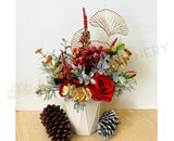 FA1119 Christmas Festive Silk Flower Arrangement (40cm Height) | ARTISTIC GREENERY