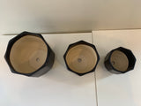 CER-FB81 Octagon Ceramic Pots  - Black / White - 3 Sizes