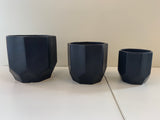 CER-FB81 Octagon Ceramic Pots  - Black / White - 3 Sizes